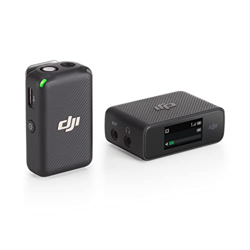 DJI Mic (1 TX + 1 RX), Wireless Lavalier Microphone, 250m (820 ft.) Range, Compact and Ultra-Light, 14-Hour Recording, Wireless Microphones for PC, iPhone, Android, Cameras, Vlogs, Live Stream