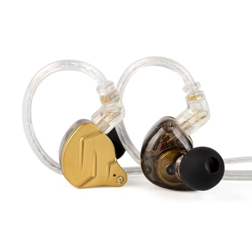 KZ ZSN PRO X in Ear Monitor Headphones Gaming Earbuds, High Fidelity Wired Earbuds, Hybrid Dual Driver IEMS Earphones with 1BA 1DD Detachable Tangle-Free Cable for Computer Tablet (Gold, with Mic) - color: Gold, style: with mic