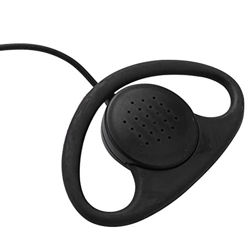 2 Pin Advanced D Shape Clip-Ear Ptt Headset Earpiece Mic 2 Way Radios GP88S GP300 GP68 GP2000 GP88 GP3188 CP040 CP1200 A8 A6 A10 A12, Black