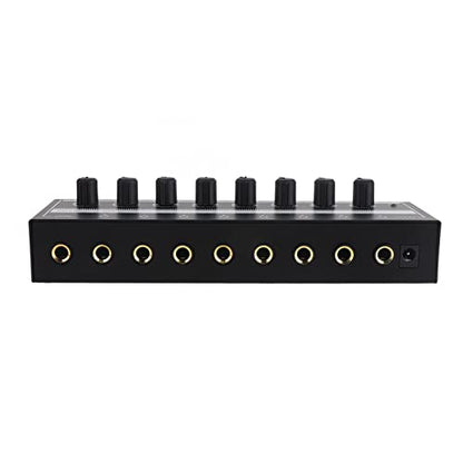Headphone Amplifier - 8 Channel Mini Headphone Amp, Portable Stereo Headphone Amplifier, Bass Headphone Amp for Studio and Stage 100 to 240V