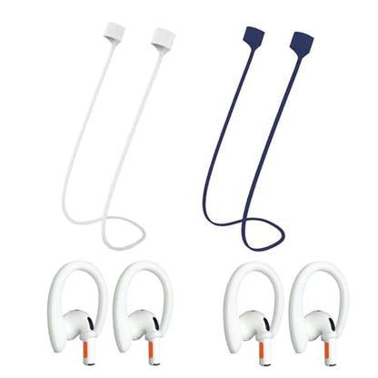 Magnetic Anti-Lost Straps Compatible with AirPods 1st to 4th Generation and AirPods Pro 1st to 4th Generation, with 2 Additional Pairs of Ear Hooks (White Deep Blue) - color: White Deep Blue