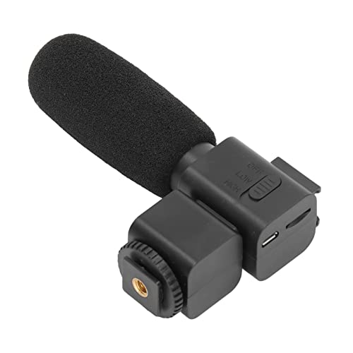 ASHATA Universal Camera Microphone, Video Microphone with Shock Mount, Unidirectional Stereo Camera Recording Mic for Studio Recording, Home Recording, Podcasting and Streaming