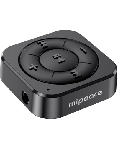 MIPEACE Headphone Bluetooth Adapter for Wired Headphones, Black | Receiver only, not transmitter, Bluetooth 5.3, built-in mic, clip-on, USB-C pass-through charging, 10+ hr playtime