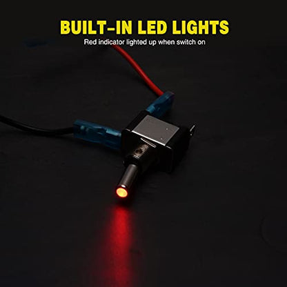 Nilight 5PCS12V LED Toggle Switch Heavy Duty 20A SPST ON Off 3 Pin Rocker for Automotive Cars Trucks Boats Racking - color: 5PCS Led Switch Red