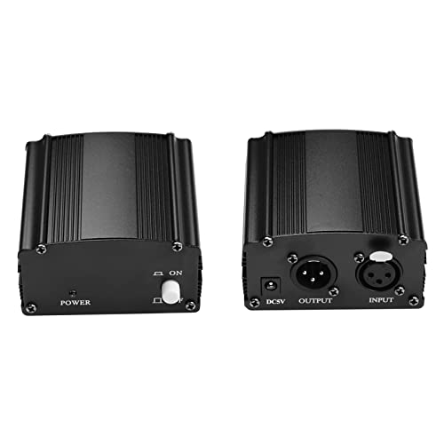 Phantom Power Ultra-Compact Microphone +48V Phantom Power Supply with XLR Input & Output for Condenser Microphone Studio Music Recording