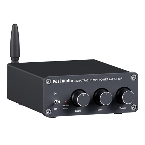 Fosi Audio BT20A Bluetooth Stereo Amplifier, 2 Channel Home Audio Component Amplifiers for Passive Speakers, Mini Class D Amp Receiver 200W for Indoor/Outdoor/Garage/Ceiling/Bookshelf Speaker