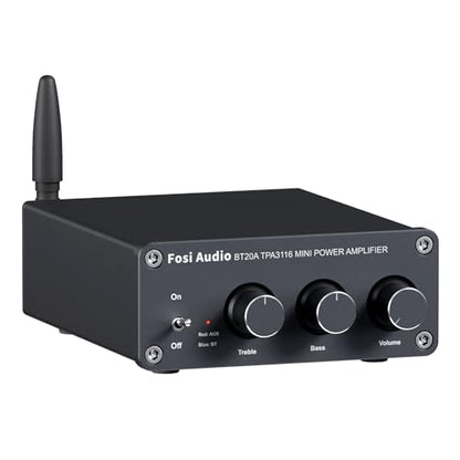 Fosi Audio BT20A Bluetooth Stereo Amplifier, 2 Channel Home Audio Component Amplifiers for Passive Speakers, Mini Class D Amp Receiver 200W for Indoor/Outdoor/Garage/Ceiling/Bookshelf Speaker