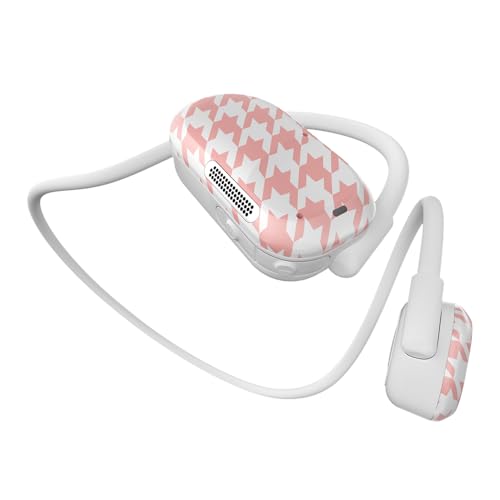 Purity Air Open Ear Headphones - True Air Conduction Wireless Bluetooth Open Ear Earbuds with Dual Mic for iPhone/Android - Secured Long Wearing Comfort, Sports Sweat Resistant (PLHH160) - color: Pastel Houndstooth
