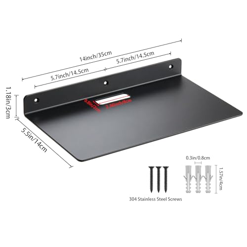 Small Wall Shelf,3.0mm Aluminum Alloy Small Floating Shelf,for Bathroom, Bedroom, Living Room, Kitchen,Office(14 inch Floating Shelf) - size: 14 inch floating shelf