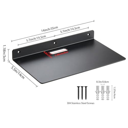 Small Wall Shelf,3.0mm Aluminum Alloy Small Floating Shelf,for Bathroom, Bedroom, Living Room, Kitchen,Office(14 inch Floating Shelf) - size: 14 inch floating shelf