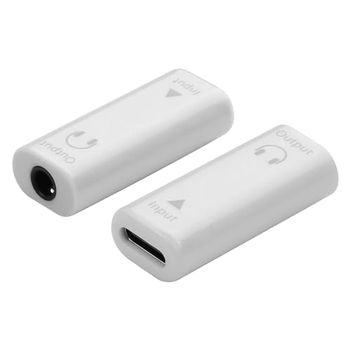 CERRXIAN 2 PCS USB C to 3.5mm Headphone Jack Adapter,Type C Female Input to Aux Female Output Digital Audio Converter for PC, Tablet, Laptop, Microphone, Speaker - style: Type C Female Input to Aux Female