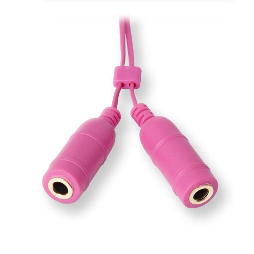 ReTrak Retractable Headphones Splitter, Pink (ETCABLESPLPK ) - color: Pink