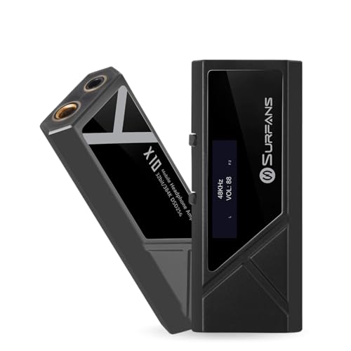 Surfans X10 Portable DAC Headphone Amplifier, USB-C DAC Dongle with 3.5mm & 4.4mm Balanced Outputs, Up to 522mW, ES9028Q2M Hi-Res Audio Adapter for IEMs/Headphones, iPhone/Android,PC/Mac - color: Black