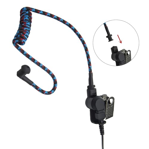 Replacement Braided Nylon Surveillance Acoustic Coil Tube for Radio Earpiece Moisture Resistant Fiber Mesh Colorful Accessories (BlueRedBlack-2) - color: BlueRedBlack-2