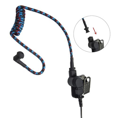 Replacement Braided Nylon Surveillance Acoustic Coil Tube for Radio Earpiece Moisture Resistant Fiber Mesh Colorful Accessories (BlueRedBlack-2) - color: BlueRedBlack-2