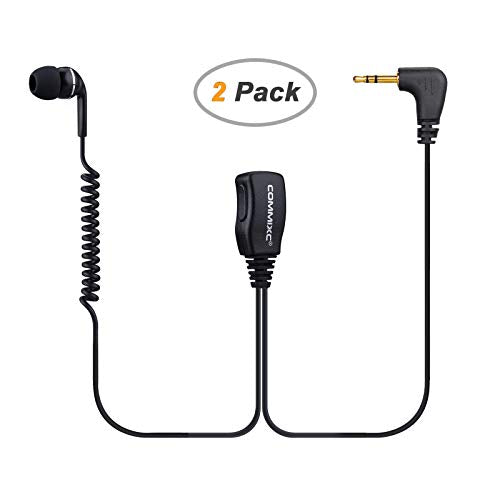 2Pack Walkie Talkie Earpiece 1-Pin 2.5mm Compatible with Motorola Talkabout | in-Ear Two-Way Radio Headset with Mic, Two Way Radio Earpiece with PTT