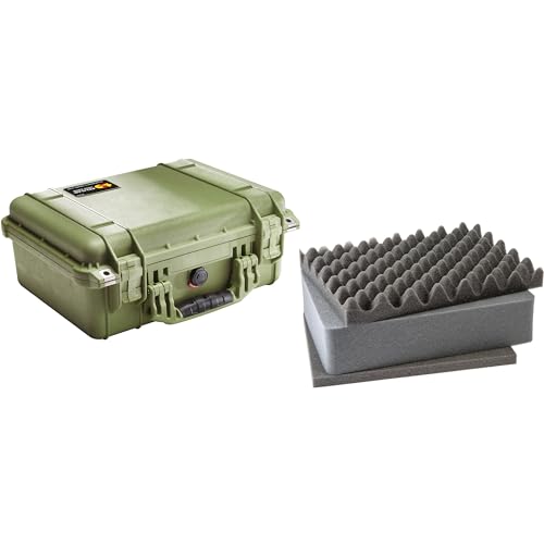 Pelican 1450 OD Green Equipment Case with Foam 13" x 16" x 6.88" - color: Olive Drab, style: With Foam