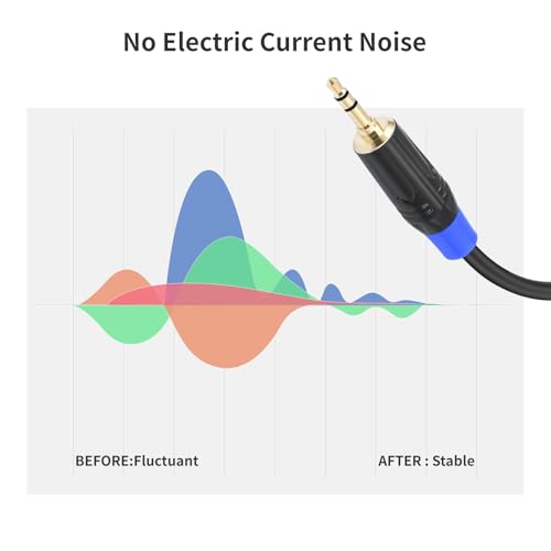 3.5mm to 6.35mm TRS Stereo Cable, 3.3 Ft, 2 Pack, Black, Stereo Audio Cable for Guitar, iPod, Laptop, Speaker, Amplifier, TRS Bidirectional Jack Cable, Pure Copper and Plated Conductors - style: 3.3 Ft, 2 Pack