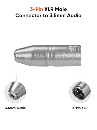 3.5mm to XLR Male Stereo,3 Pin XLR to 1/8'' inch TRS Microphone Extender | 2PCS 3.5mm TRS Mini-Jack to XLR Audio Jack Converter for Camcorder,Mixer,Speaker,Microphone,Amplifier - size: XLR Male