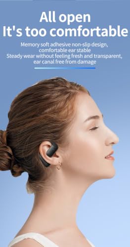 Single Bluetooth Phone Earpiece Earbud One Ear Piece Open Ear Bud Air Bone Conduction Earbuds Earless Out of Ear Headphones Bluetooth 5.4 Wireless Headsets with Microphone Earhook,88 Playtime for work
