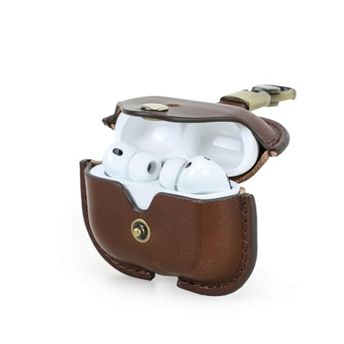 Hiram Leather Case Replacement for Airpods Pro 3 2025,Vegetable Tanned Leather Portable Travel Case Compatible with Airpods Pro 3,Headphone Cases Replacement for AirPods Pro 3 Charging(Coffee) - color: Dark Brown
