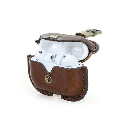 Hiram Leather Case Replacement for Airpods Pro 3 2025,Vegetable Tanned Leather Portable Travel Case Compatible with Airpods Pro 3,Headphone Cases Replacement for AirPods Pro 3 Charging(Coffee) - color: Dark Brown