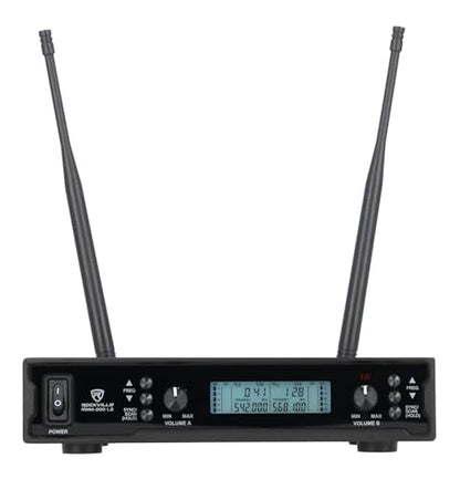 Rockville RWM-200 L2 Dual UHF Beltpack Wireless Microphone System, Lavalier & Headset Mics, 200 Channels, 3 Band EQ, Echo | 200 Channels, XLR/1/4" Outputs, 500' Range, Metal Receiver, Belt Pack EQ, One-Key Pairing, FCC Compliant - style: Lavalier