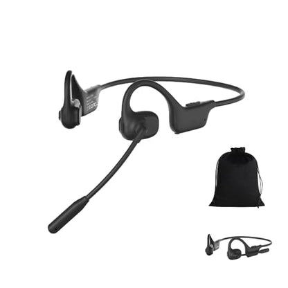 Bluetooth Headset with Microphone, Open Ear Headphones with Mic, Truck Driver Headset, Noise Cancelling Wireless Headset with Mute Button, Designed for Meeting, Home Office,Driving (Black)