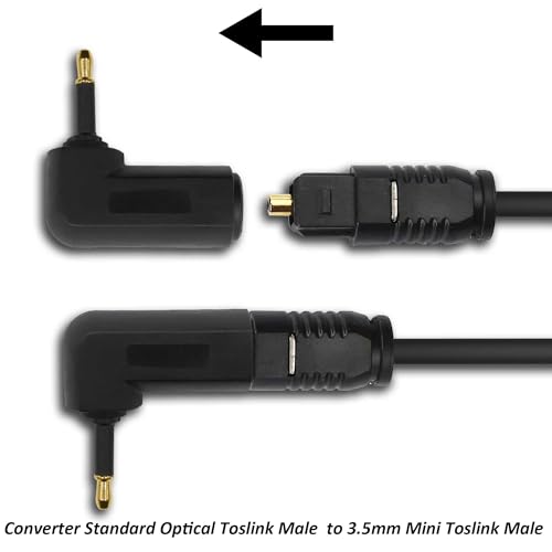 3.5mm Mini Toslink Adapter Digital Fiber Optical Audio Connector | Digital Fiber Optical Female to 90 Degree 3.5mm Jack Right Angle Male,for TV Sound Bar Home Theater,4pcs