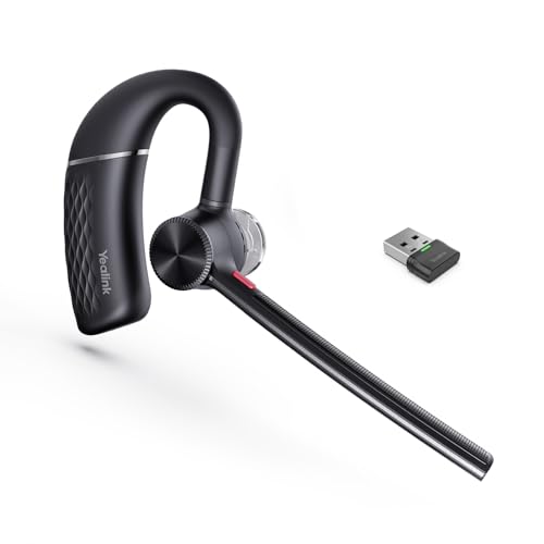 Yealink Bluetooth Headset BH71 Lite with USB Dongle,Wireless Bluetooth Earpiece,Single Ear Headset with Noise Canceling Mic,10Hrs Talktime,Mute
