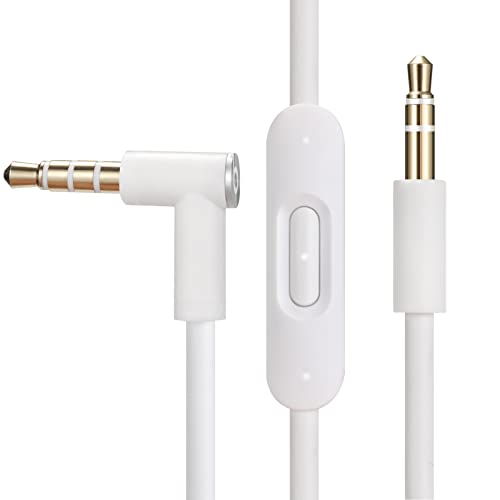 cipher Replacement Audio Cable Cord Wire,Compatible with Beats Headphones Studio Solo Pro Detox Mixr Executive Pill with in Line Mic and Control (White) - color: White