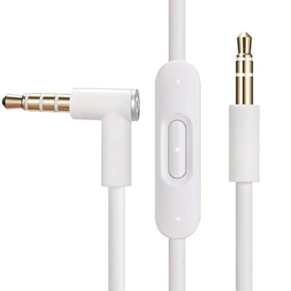 cipher Replacement Audio Cable Cord Wire,Compatible with Beats Headphones Studio Solo Pro Detox Mixr Executive Pill with in Line Mic and Control (White) - color: White