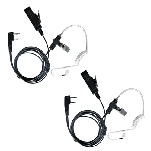 Covert Acoustic Tube Surveillance Headset with Mic, 2 Pin Earpiece for Walkie Talkies/Two Way Radio with Transparent Acoustic Tube (2 Pack) - size: Airtube Pack 2