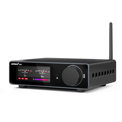 AIYIMA A80 Bluetooth Stereo DAC Amplifier TPA3255,PFFB & Digital VU Meter | USB Coax Opt & TRS Balanced Input,Pre-Out,12V Trigger,Tone &Remote,Hi-Res ESS9038Q2M Integrated Amp for 2.0/2.1 Home Theater