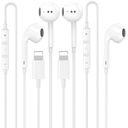 [Apple MFi Certified] Wired Headphones for iPhone 14 13 12 11 Pro Max | 2Pack iPhone Earphones/Earbuds Wired Built-in Mic & Volume Control Nosie Reduction Headsets, for iPhone 14 13 12 11 XS XR X 8 - size: L