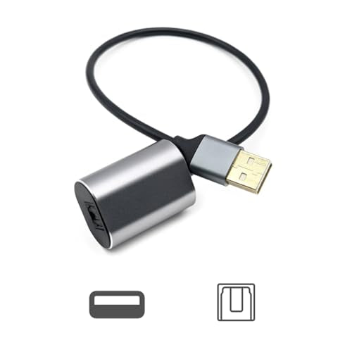 USB-A to Toslink Optical Audio Adapter Cable | SPDIF Digital Audio Converter for PC, Laptop, Home Theater, Soundbar, DAC, AV Receiver - Plug and Play, No Driver Required