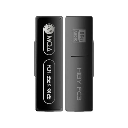 HiBy FC3 USB DAC with Display Hi-Res Audio 112mW Output Power Support PCM DSD MQA dongle for iPhone/MAC/Android/Windows(Black) - color: Black