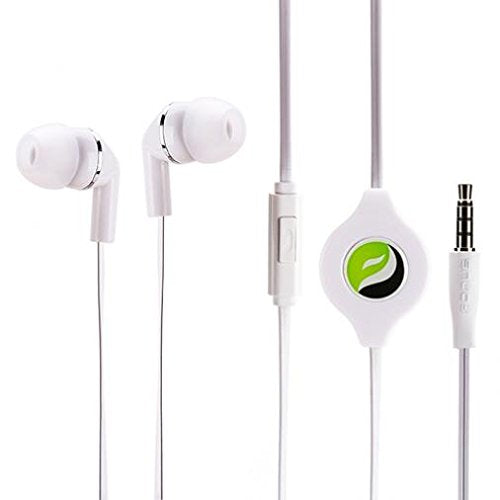 Premium Sound Retractable Headset Hands-Free Earphones Mic Dual Earbuds Headphones in-Ear Wired [3.5mm] White for MetroPCS Samsung Galaxy Grand Prime - MetroPCS Samsung Galaxy J7