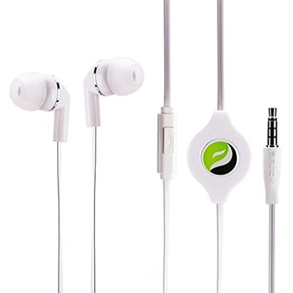 Premium Sound Retractable Headset Hands-Free Earphones Mic Dual Earbuds Headphones in-Ear Wired [3.5mm] White for MetroPCS Samsung Galaxy Grand Prime - MetroPCS Samsung Galaxy J7