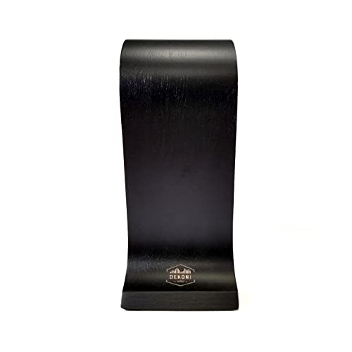 Dekoni Audio Omega Wood Headphone Stand, Black | Real Wood, Non-Slip Feet, Arched Support, Desk Display