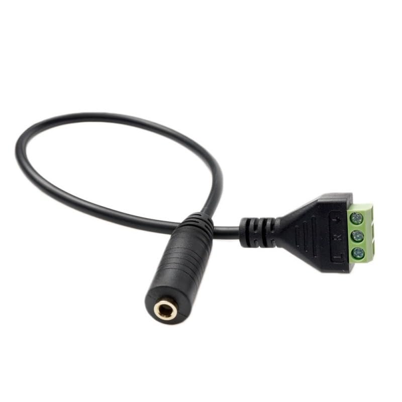 2Pcs 3.5mm TRS Stereo Screw Terminal Block Solderless Connector Cable 30cm/1FT 1/8" Audio Jack Female to AV 3Pin Terminal Balun Adapter Cable Cable-3.5-3P-F - color: CABLE-3.5-3P-F