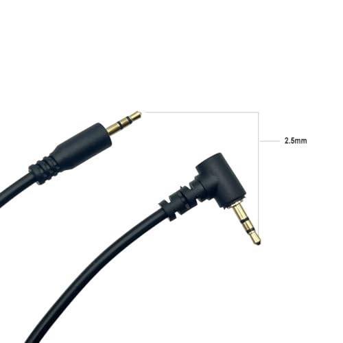 Seadream 2.5mm Audio Cable Short 2Pack 30cm 2.5mm Angled Male to Male Subminiature Stereo Headset Headphone Jack Gold Plated Connector Wire Cord Plug Cable (Angled to Straight) - style: Angled to Straight