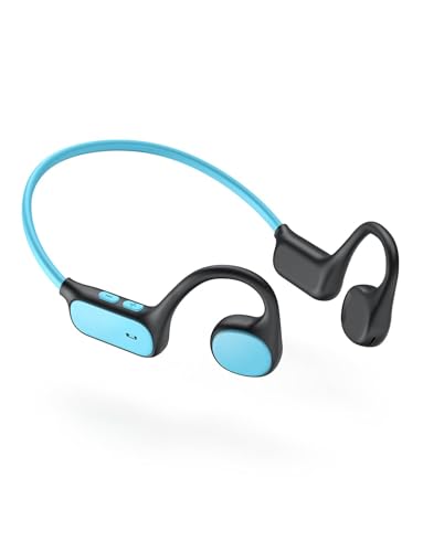 iClever OWS01 Kids Bluetooth Headphones, Air Conduction Open Ear Headphones | SafeSound Tech, Clear Audio Bluetooth 5.4, 360° Bending Ultra-Light Kids Wireless Headphones for Travel/School/Sports/Outdoor - color: Blue