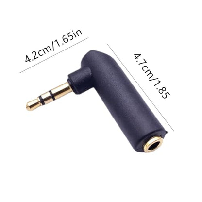 3.5mm Right Angle Audio Adapter 4 Pack, Gold Plated 90 Degree Aux | 4 pack gold-plated 3.5mm right angle audio adapters, 90 degree design saves space and reduces cable strain, black