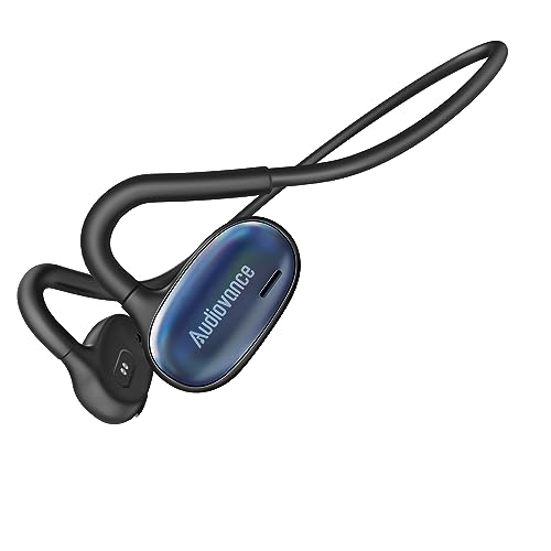 Audiovance OpenComfy CF202 Bluetooth Headphones for Running, Wireless Open Ear Headphones for Sports Gym Workout, Ultra Comfort, Superior Sound, Secure Fit, Ambient Awareness. Black & Blue