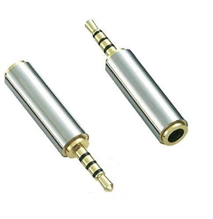 2.5mm Male to 3.5mm Female Audio Adapter Premium Quality Converter Headphone Earphone Headset 3 Ring Jack - Stereo or Mono