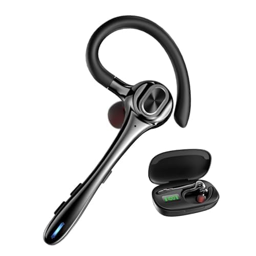 Bluetooth Headset Wireless Earpiece Single Ear Earphones for iOS Android | Noise Canceling Microphone 160H Standby Time Hands Free Calling for Business Office Gaming Samsung Phones