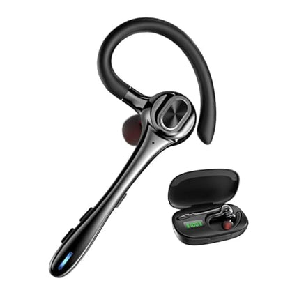 Bluetooth Headset Wireless Earpiece Single Ear Earphones for iOS Android | Noise Canceling Microphone 160H Standby Time Hands Free Calling for Business Office Gaming Samsung Phones