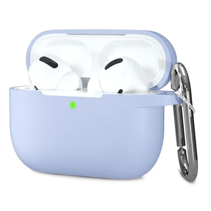Hamile Compatible AirPods Pro Case - Protective Silicone Shockproof Cover Skin for Apple AirPod Pro 2019 Charging Case, with Keychain, Lilac - color: Lilac