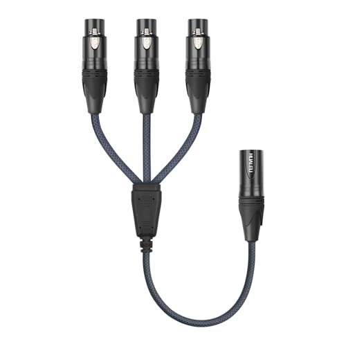 2FT 3Pin XLR Male to 3 Female Y Splitter Cable,XLR Splitter 1 Male to 3 Female Audio Cable for Mixer, Microphone - size: 2Feet, style: XLR 1 M To 3 F